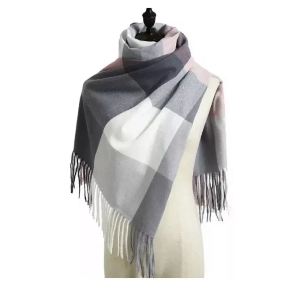 Excellent for Gift 🎁  Plaid Tartan Cashmere Scarf  Soft Check Tassel Scarves